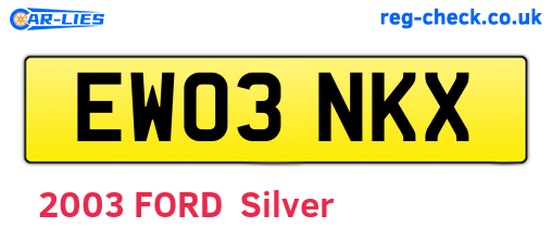 EW03NKX are the vehicle registration plates.