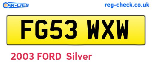 FG53WXW are the vehicle registration plates.
