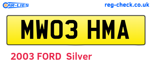 MW03HMA are the vehicle registration plates.