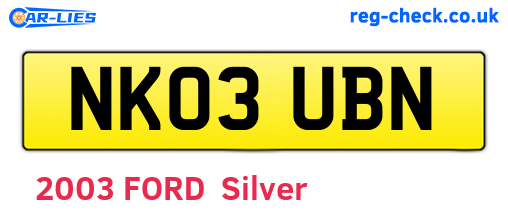 NK03UBN are the vehicle registration plates.