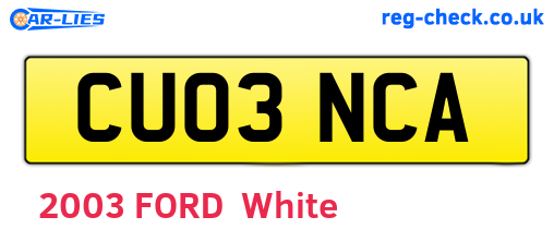 CU03NCA are the vehicle registration plates.