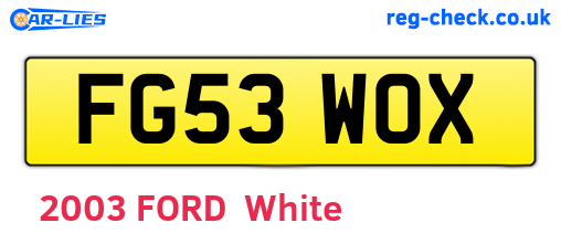 FG53WOX are the vehicle registration plates.