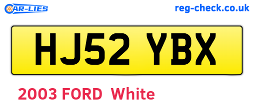 HJ52YBX are the vehicle registration plates.