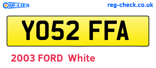 YO52FFA are the vehicle registration plates.