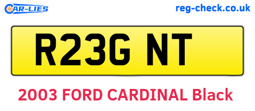 R23GNT are the vehicle registration plates.