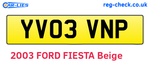 YV03VNP are the vehicle registration plates.