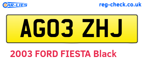 AG03ZHJ are the vehicle registration plates.