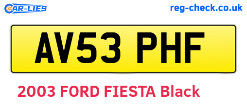 AV53PHF are the vehicle registration plates.