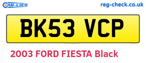 BK53VCP are the vehicle registration plates.