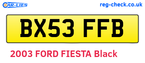 BX53FFB are the vehicle registration plates.