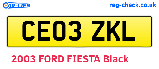 CE03ZKL are the vehicle registration plates.