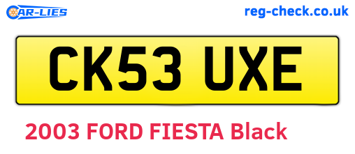 CK53UXE are the vehicle registration plates.