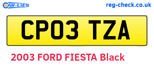 CP03TZA are the vehicle registration plates.