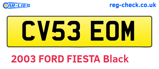 CV53EOM are the vehicle registration plates.