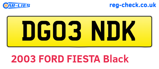 DG03NDK are the vehicle registration plates.