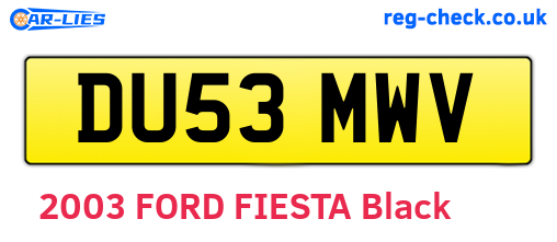 DU53MWV are the vehicle registration plates.