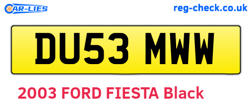 DU53MWW are the vehicle registration plates.