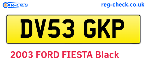 DV53GKP are the vehicle registration plates.