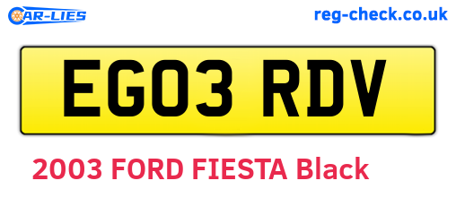 EG03RDV are the vehicle registration plates.