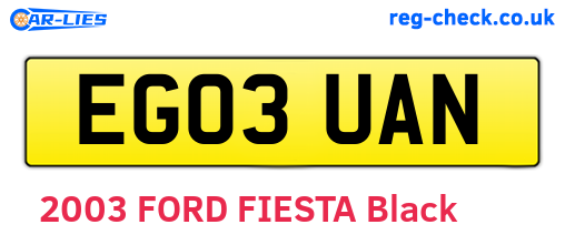 EG03UAN are the vehicle registration plates.
