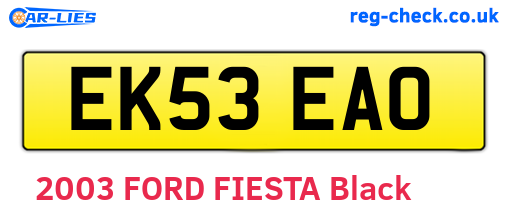 EK53EAO are the vehicle registration plates.