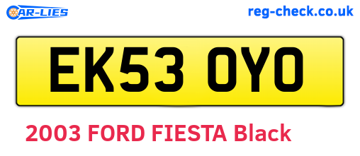 EK53OYO are the vehicle registration plates.