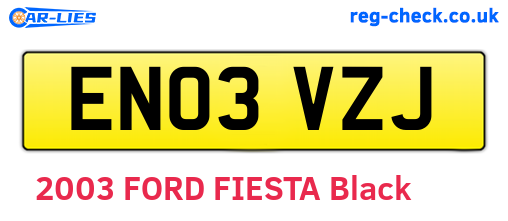 EN03VZJ are the vehicle registration plates.