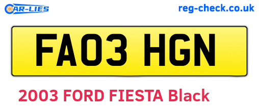 FA03HGN are the vehicle registration plates.
