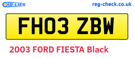 FH03ZBW are the vehicle registration plates.