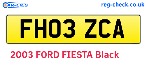 FH03ZCA are the vehicle registration plates.