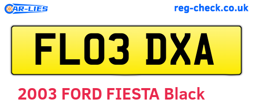 FL03DXA are the vehicle registration plates.