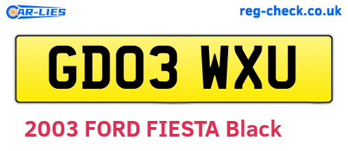 GD03WXU are the vehicle registration plates.