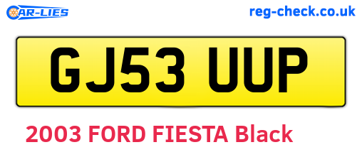 GJ53UUP are the vehicle registration plates.