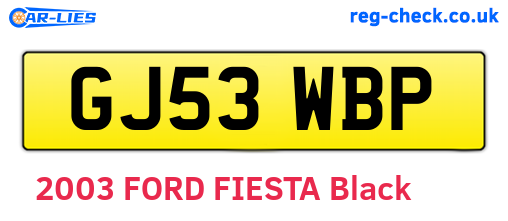 GJ53WBP are the vehicle registration plates.