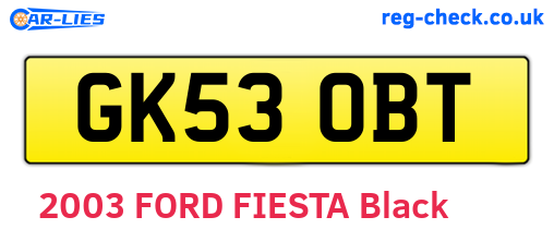 GK53OBT are the vehicle registration plates.