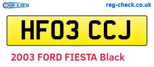 HF03CCJ are the vehicle registration plates.