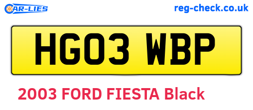 HG03WBP are the vehicle registration plates.