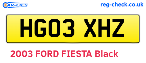 HG03XHZ are the vehicle registration plates.