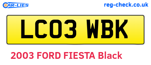 LC03WBK are the vehicle registration plates.