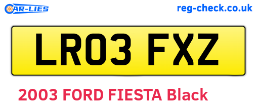 LR03FXZ are the vehicle registration plates.