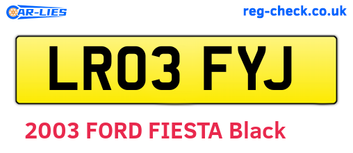 LR03FYJ are the vehicle registration plates.