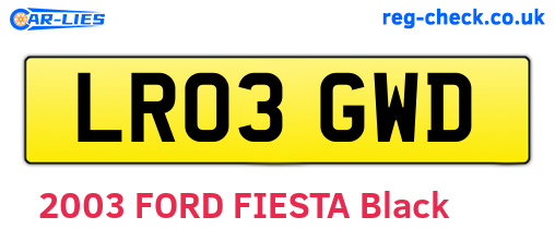 LR03GWD are the vehicle registration plates.