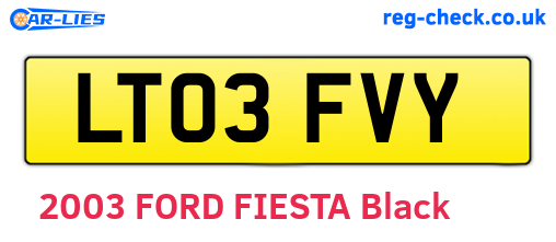 LT03FVY are the vehicle registration plates.