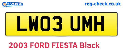LW03UMH are the vehicle registration plates.