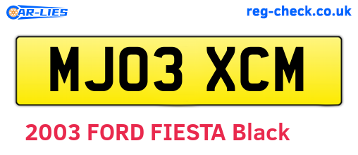 MJ03XCM are the vehicle registration plates.
