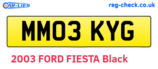 MM03KYG are the vehicle registration plates.