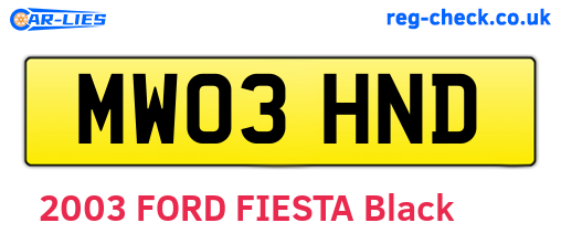 MW03HND are the vehicle registration plates.