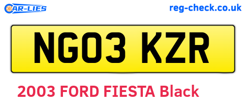 NG03KZR are the vehicle registration plates.