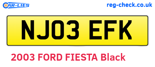 NJ03EFK are the vehicle registration plates.