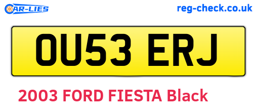 OU53ERJ are the vehicle registration plates.